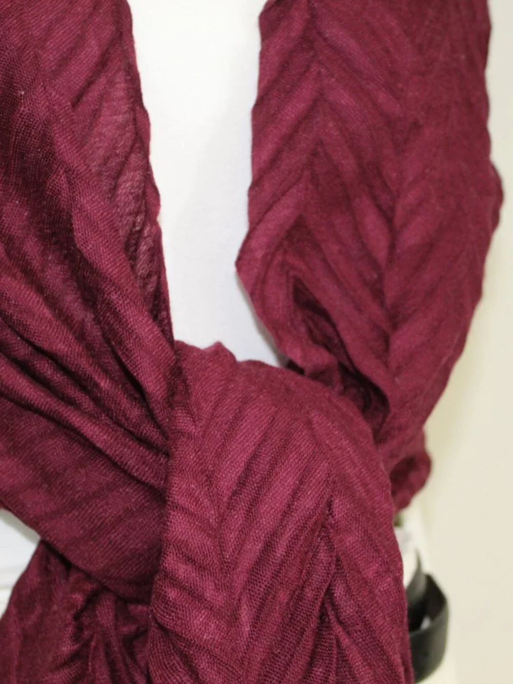 100% Cashmere Wrap Shawl Maroon Lightweight Evening‎ Wedding Fringe